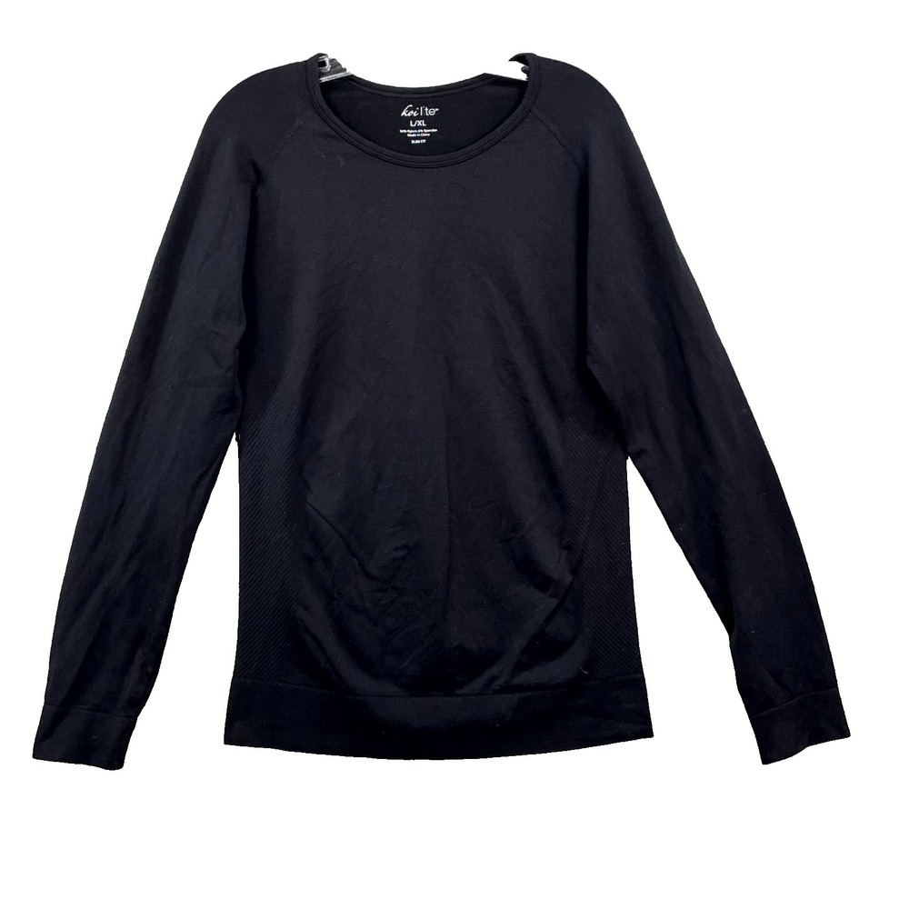 Koi Lite Top Womens L/XL Black Slim Fit Base Layer Outdoor‎ Running Athleisure